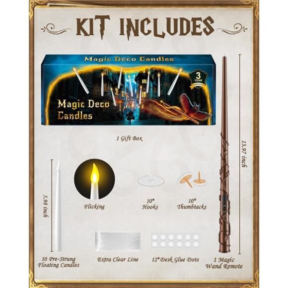 Floating Candles with Wand 10PCs - Magic Hanging Candles Christmas Decorations - Picture 3 of 7